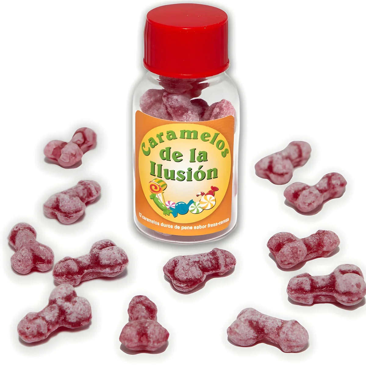 diablo picante 12 bonbons illusions en forme de penis fraise cerise