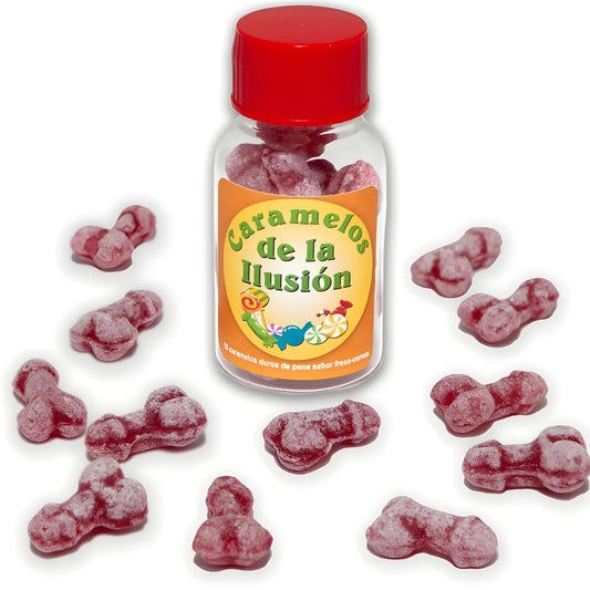 diablo picante 12 bonbons illusions en forme de penis fraise cerise