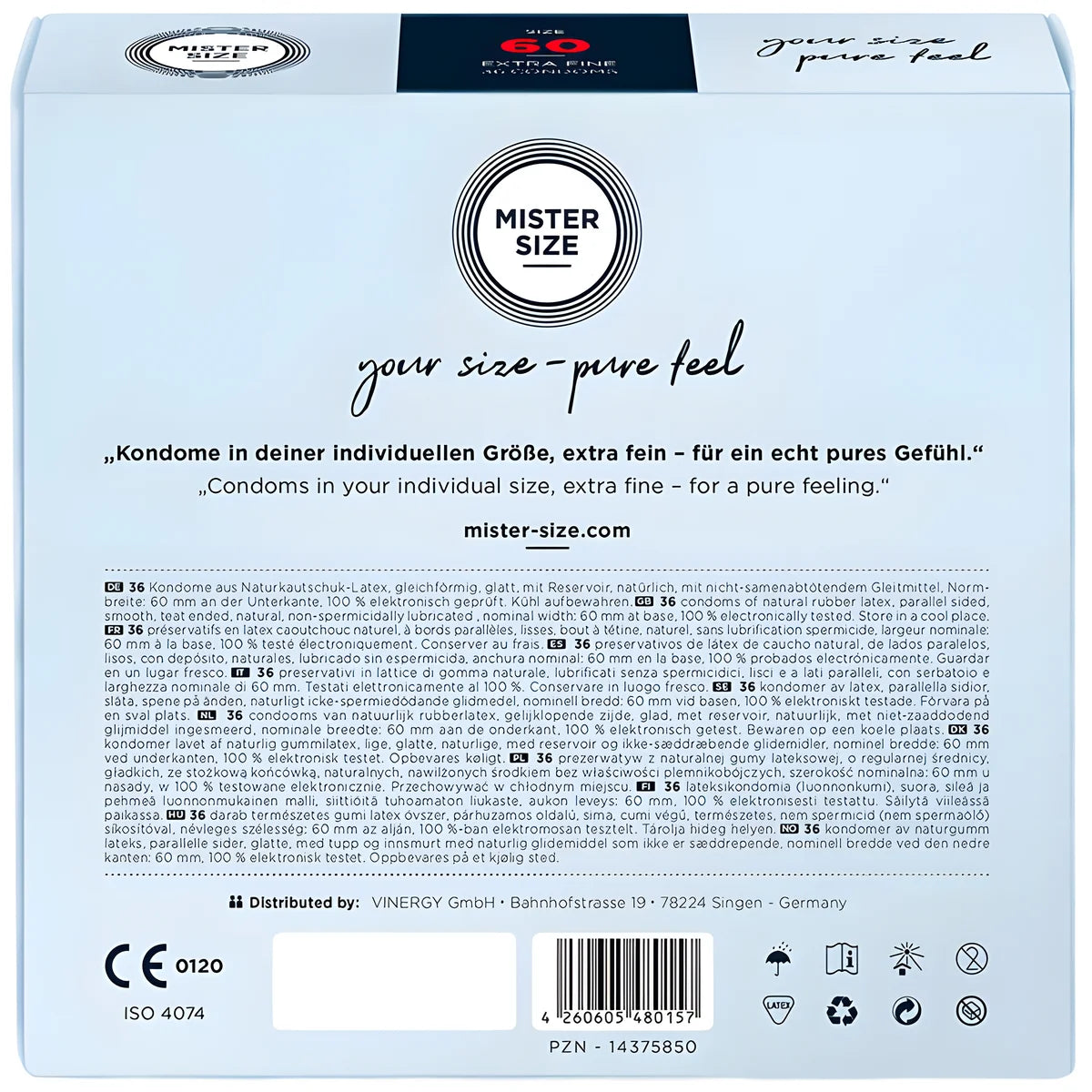 mister size preservatif taille xl 60 mm 36 unites