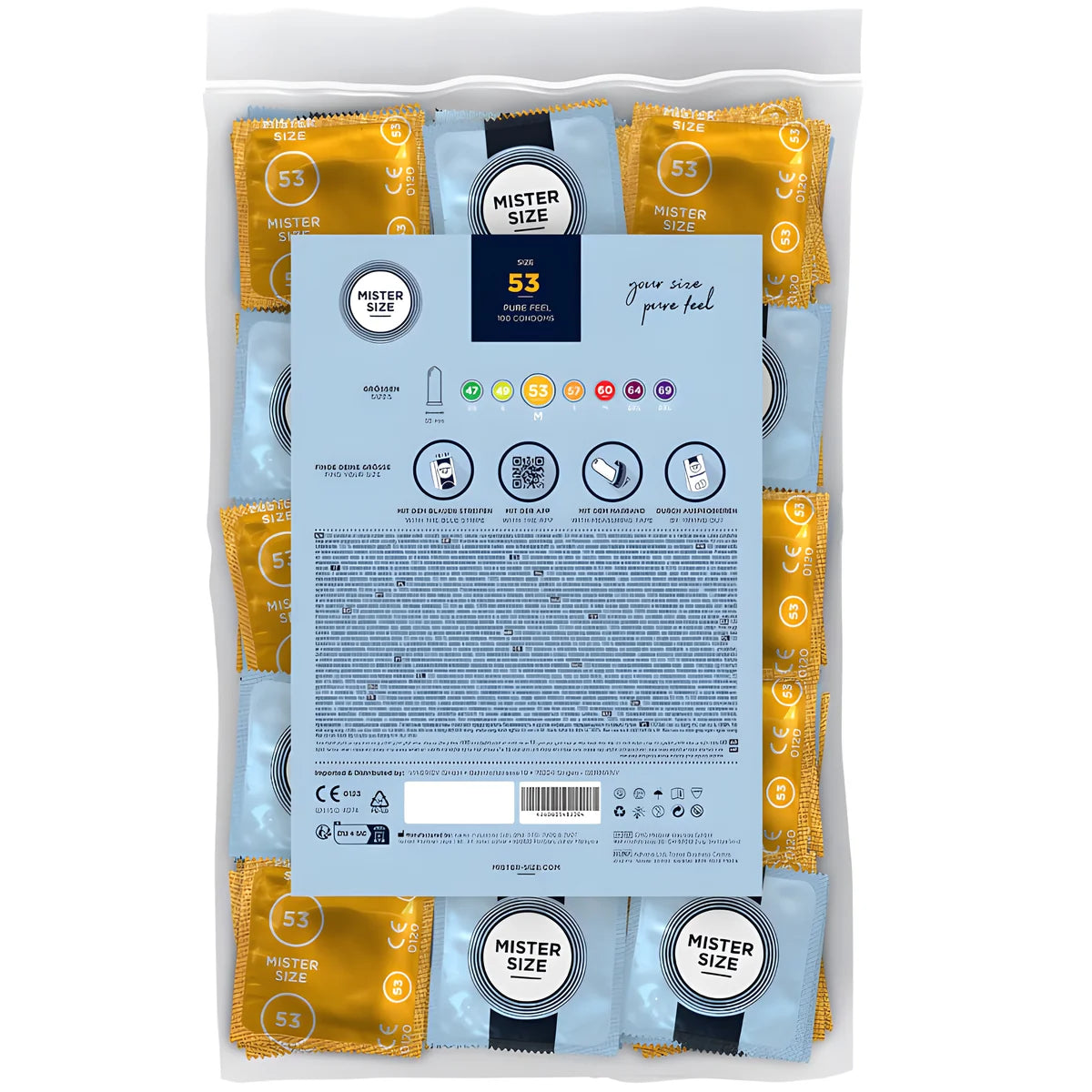 mister size preservatif taille m 53 mm 100 unites