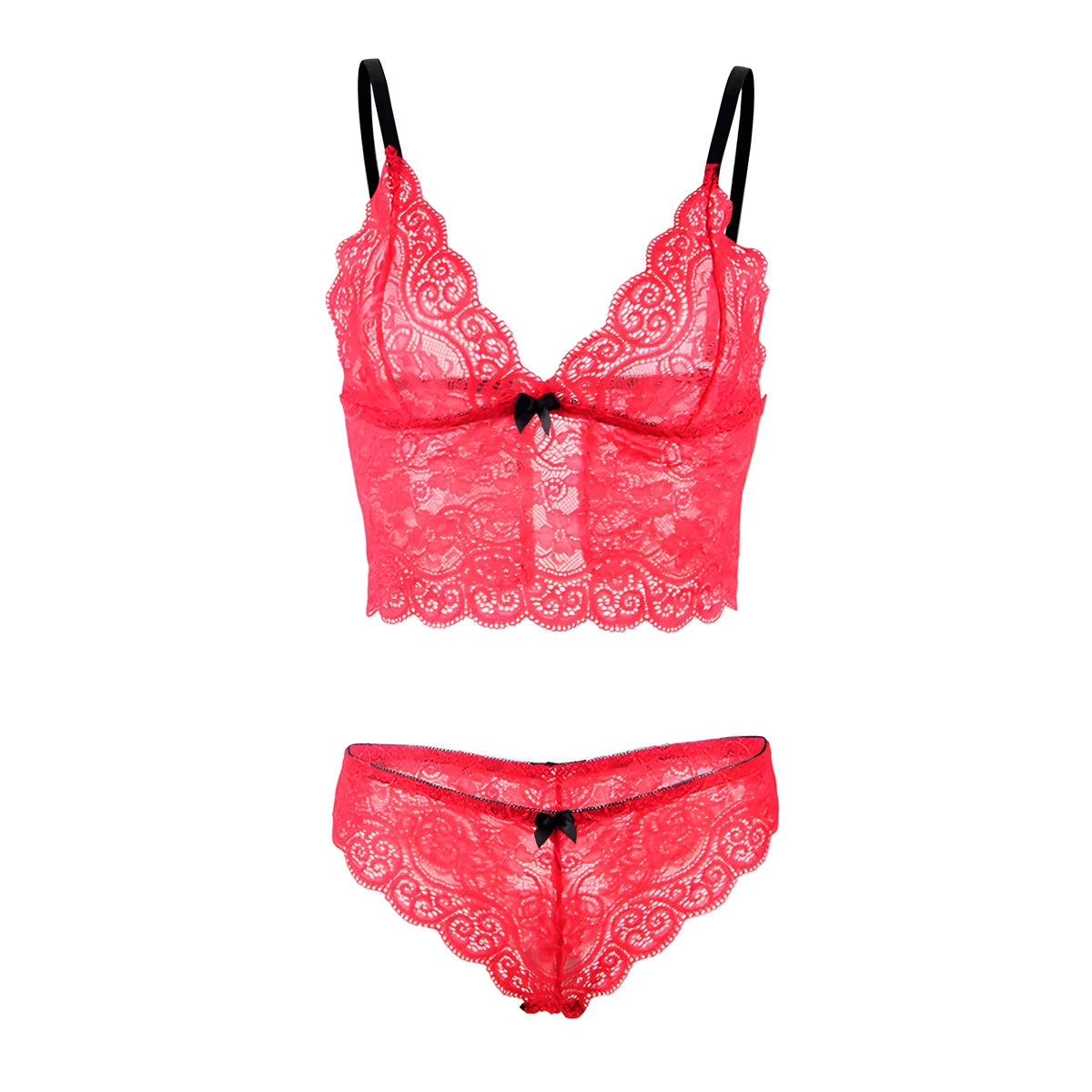 subblime 953898 chemisier de nuit en soie et dentelle culotte rouge s m