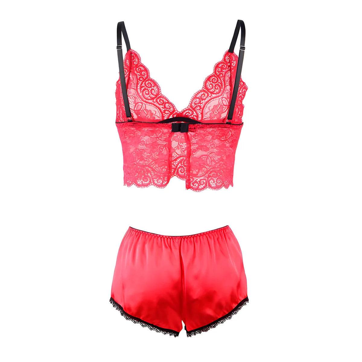 subblime 953898 chemisier de nuit en soie et dentelle culotte rouge s m