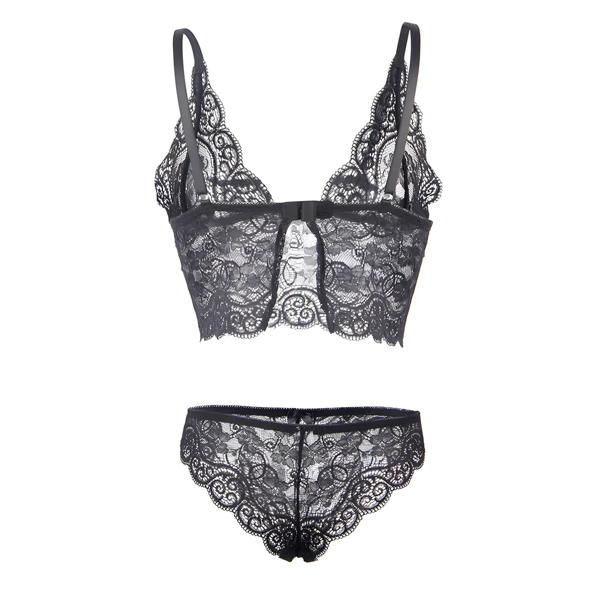 subblime 953928 chemisier de nuit en soie et dentelle culotte noire l xl