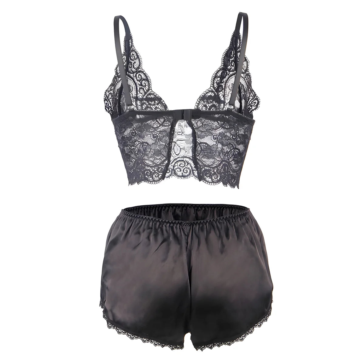 subblime 953928 chemisier de nuit en soie et dentelle culotte noire l xl