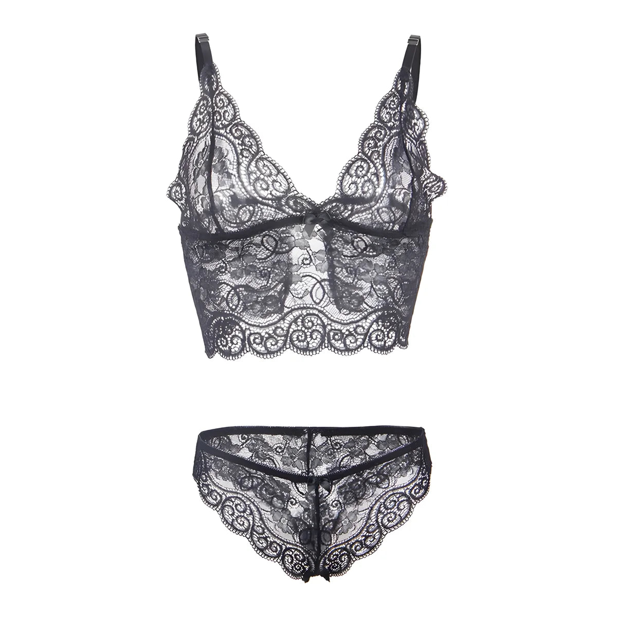 subblime 953928 chemisier de nuit en soie et dentelle culotte noire l xl