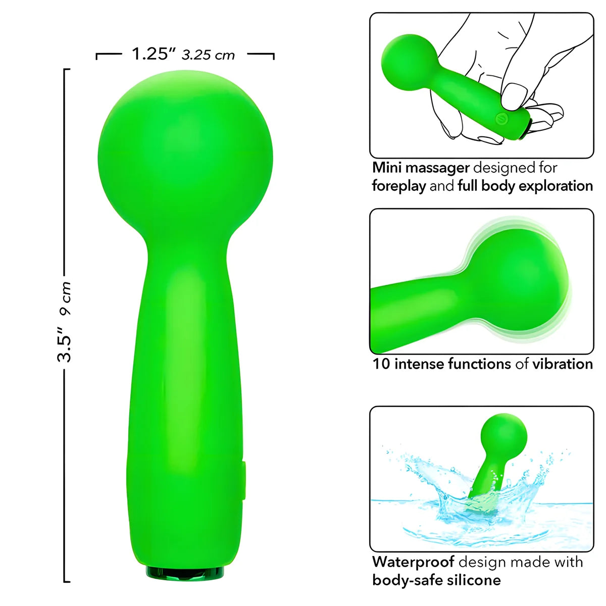 calexotics neon vibes le bubbly vibe mini masseur 10 vibrations vert