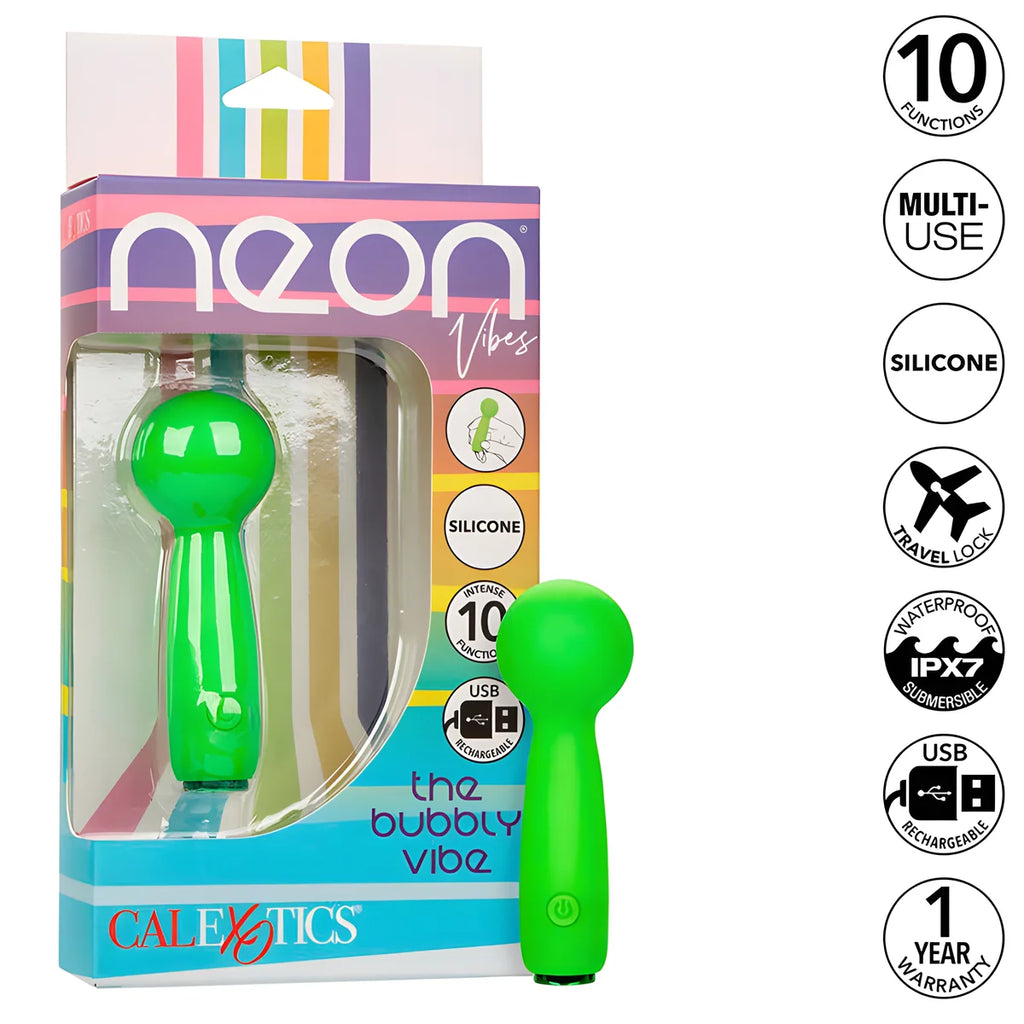 calexotics neon vibes le bubbly vibe mini masseur 10 vibrations vert