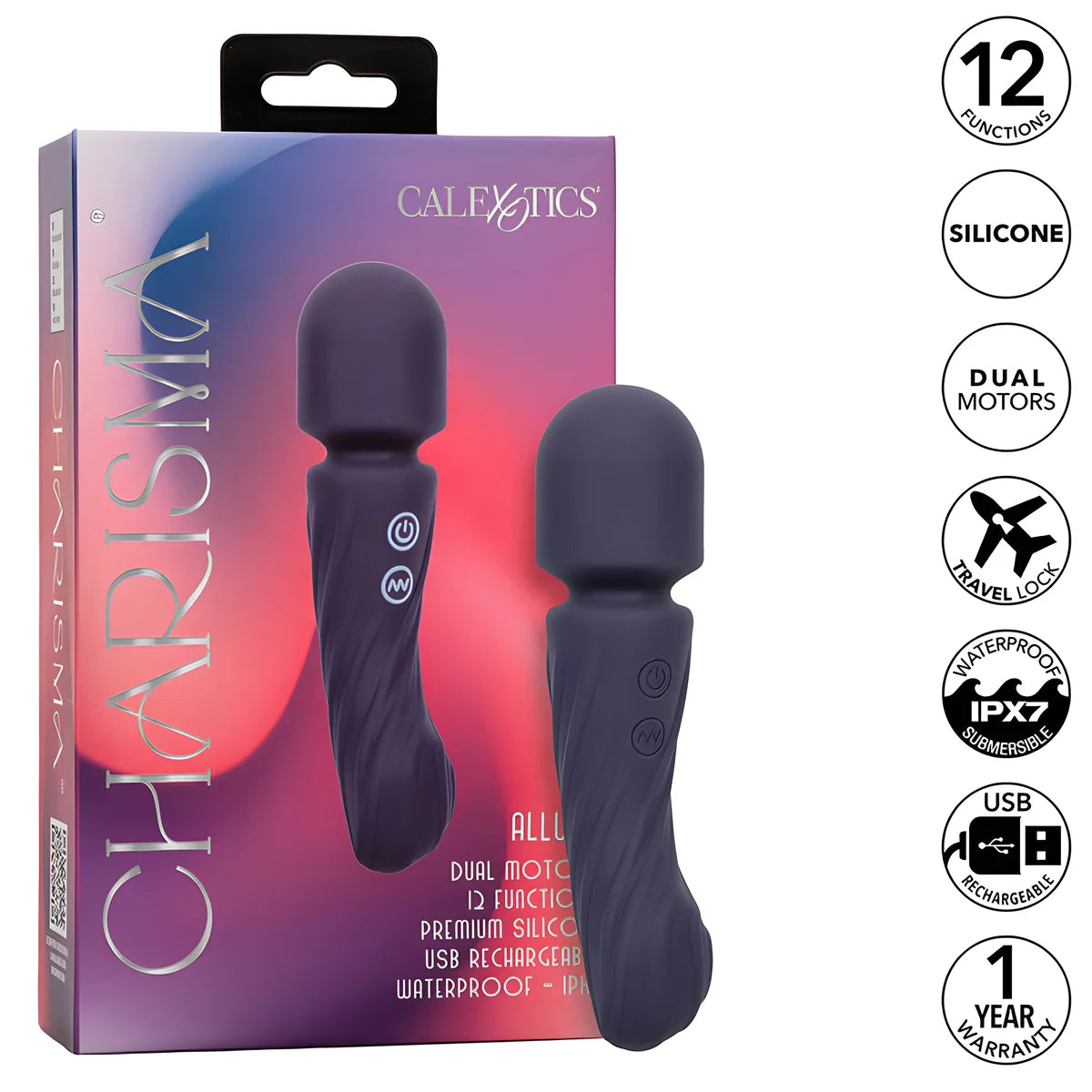 calexotics charisma allure masseur double moteurs 12 fonctions 17 25 cm x 4 5 cm violet