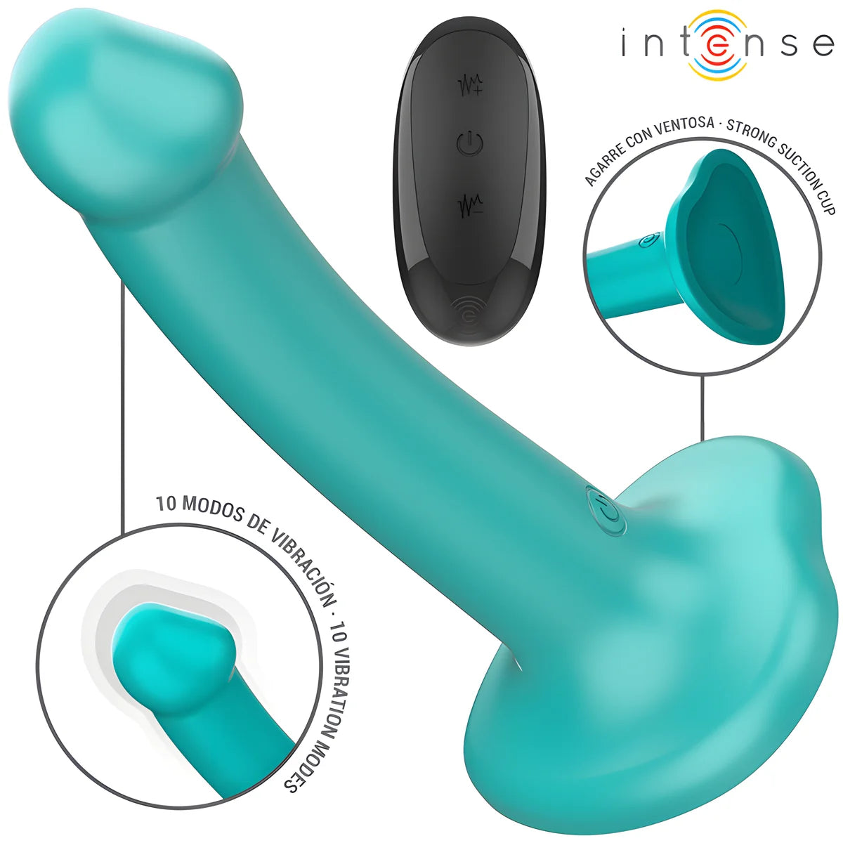 intense katie vibrateur avec ventouse 10 vibrations telecommande bleue