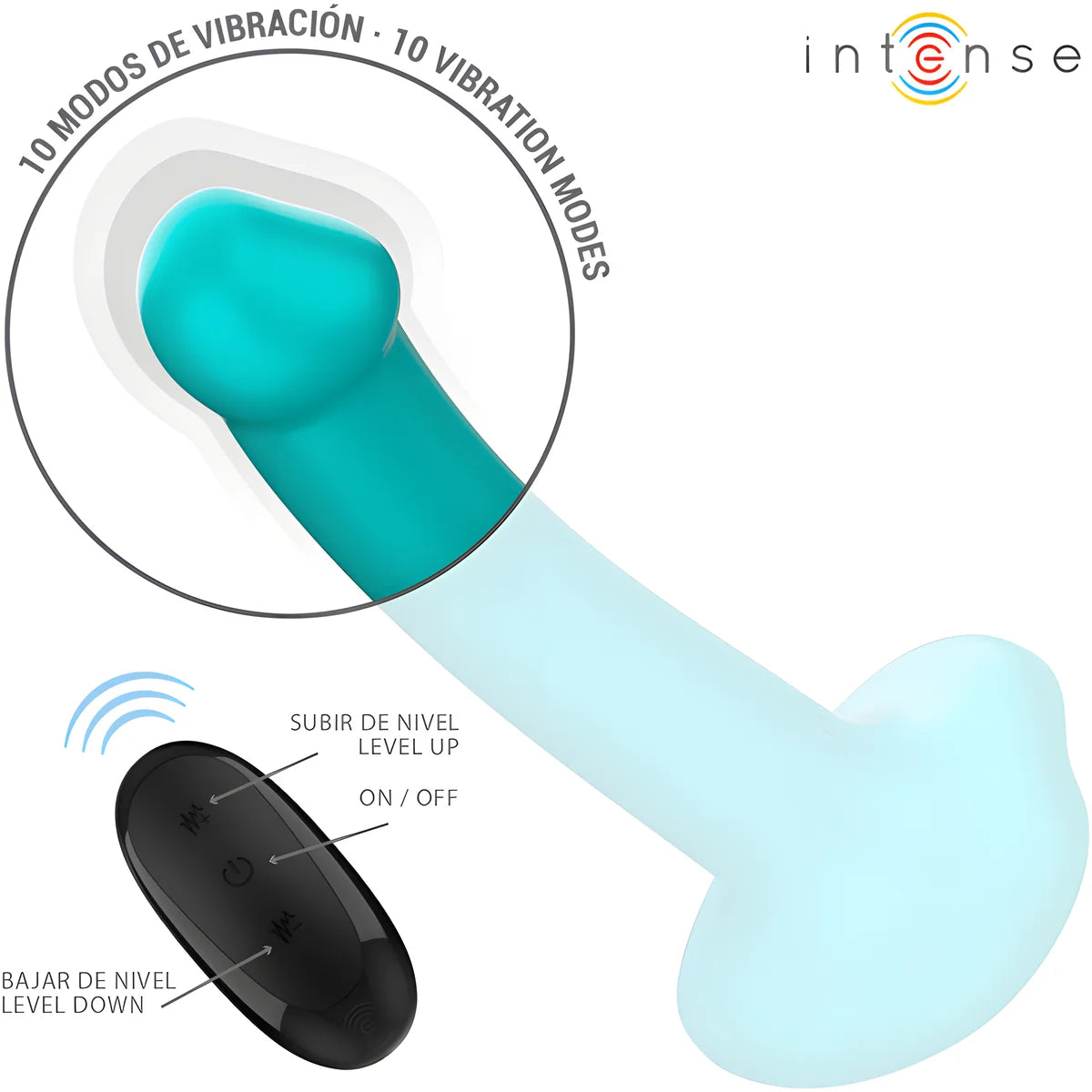 intense katie vibrateur avec ventouse 10 vibrations telecommande bleue