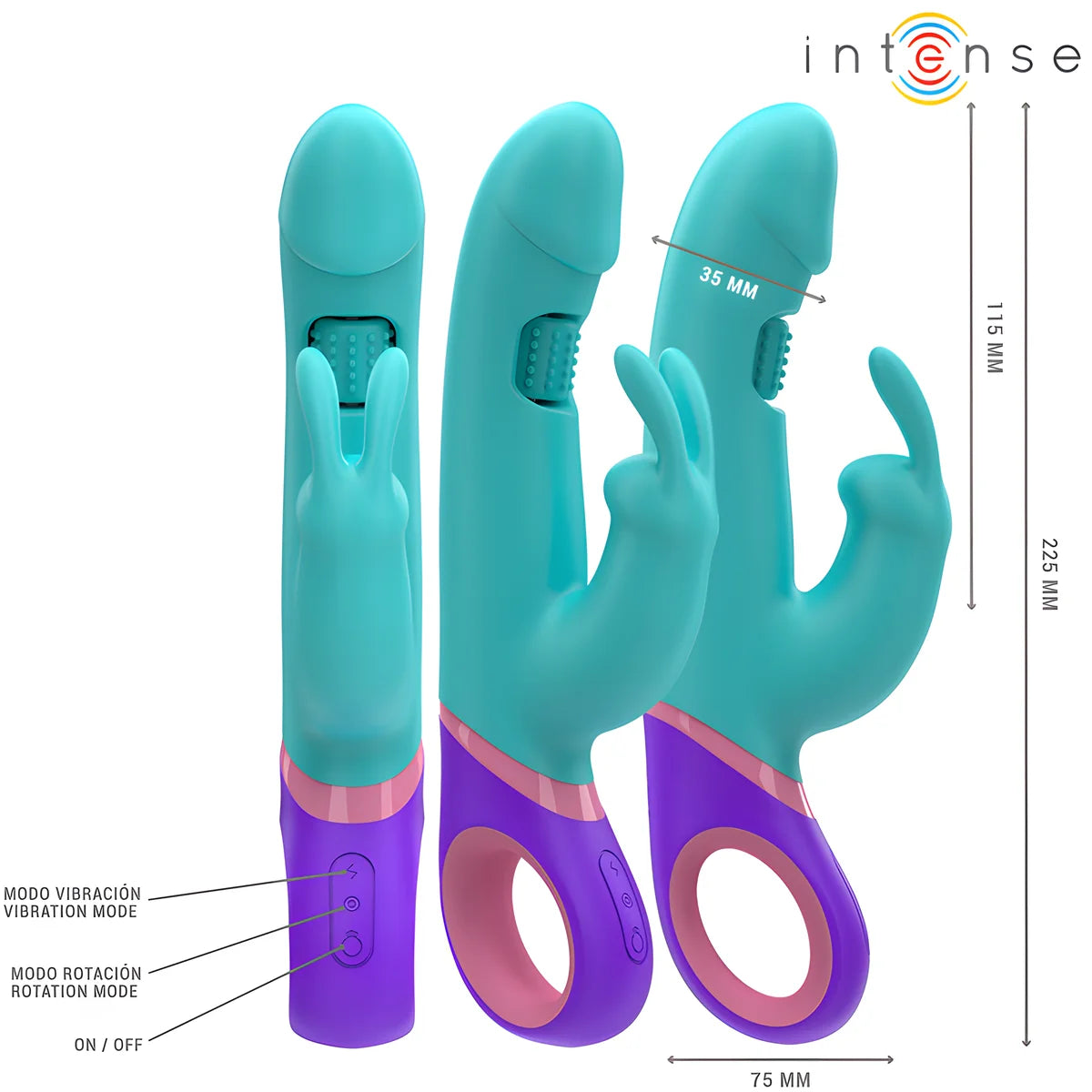 intense monica vibrateur rabbit avec stimulateur de point g rotatif bleu