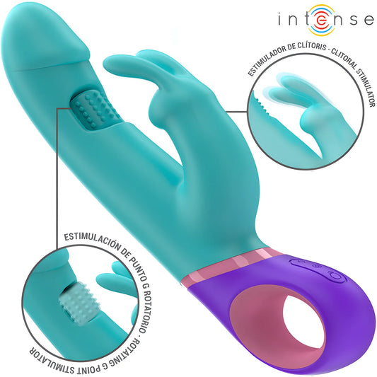 intense monica vibrateur rabbit avec stimulateur de point g rotatif bleu