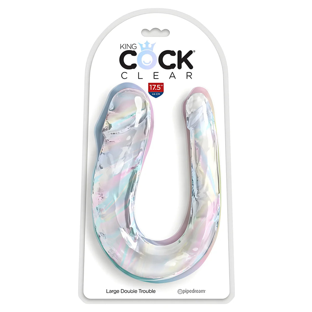 king cock double trouble double gode 44 cm transparent