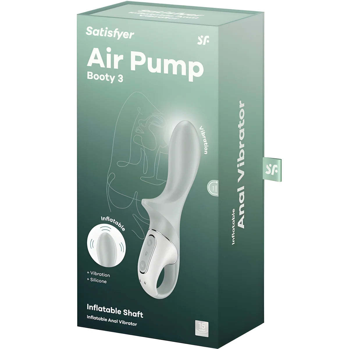 satisfyer air pump booty 3 vibrateur anal gonflable gris vert