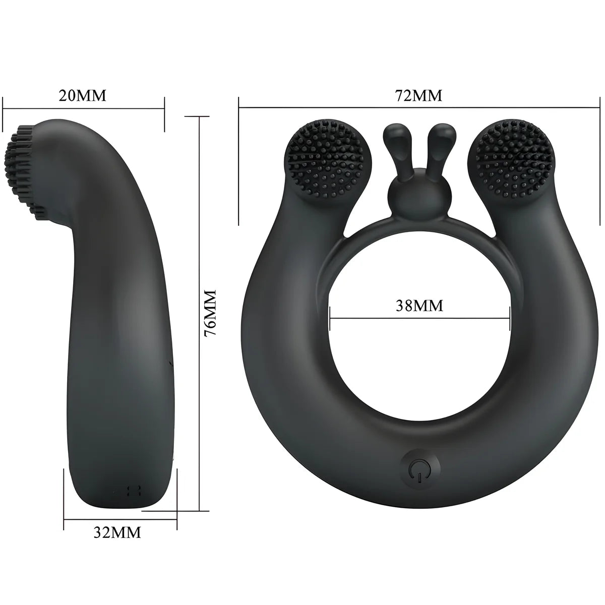 pretty love anneau vibrant dahlia stimulateur de clitoris 12 vibrations noir