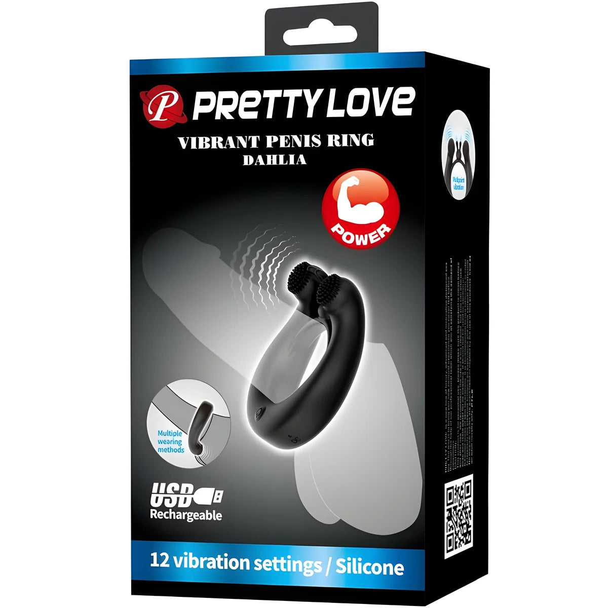 pretty love anneau vibrant dahlia stimulateur de clitoris 12 vibrations noir
