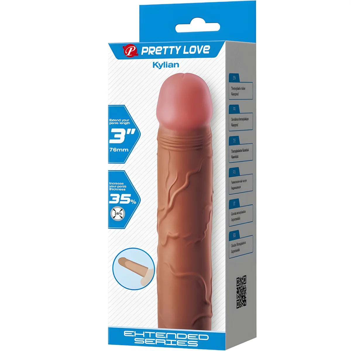 pretty love kylian manchon penis avec extension 7 6 cm mulatre