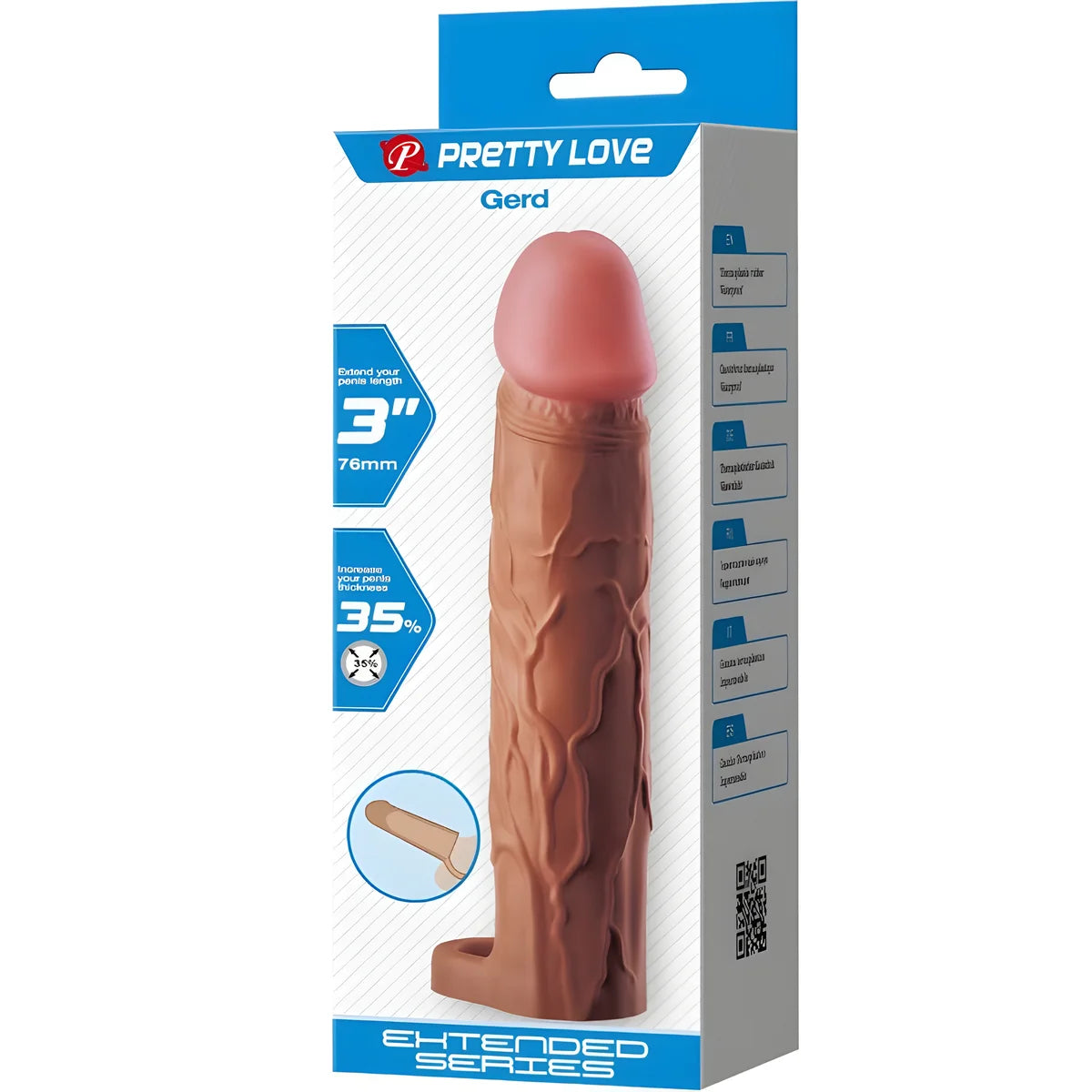 pretty love manchon de penis gerd avec extension de 7 6 cm mulatre