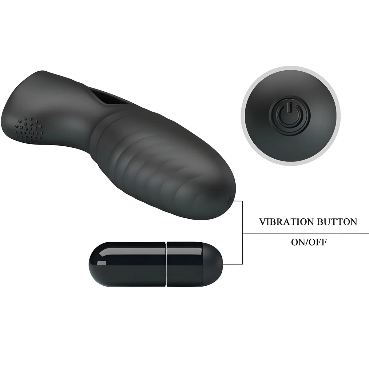 pretty love alan vibrateur de doigts en silicone noir