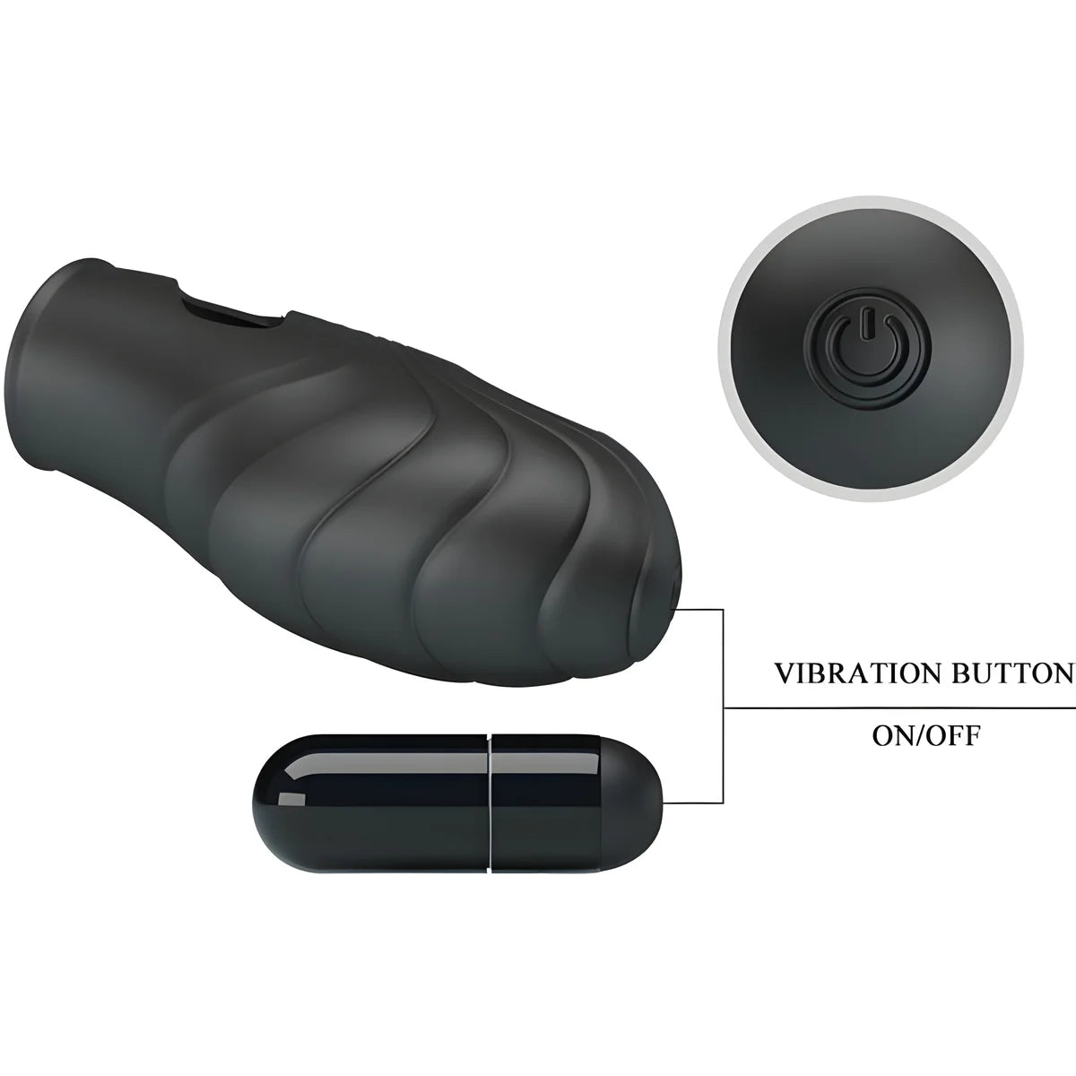 pretty love vibrateur de doigt en silicone lich noir