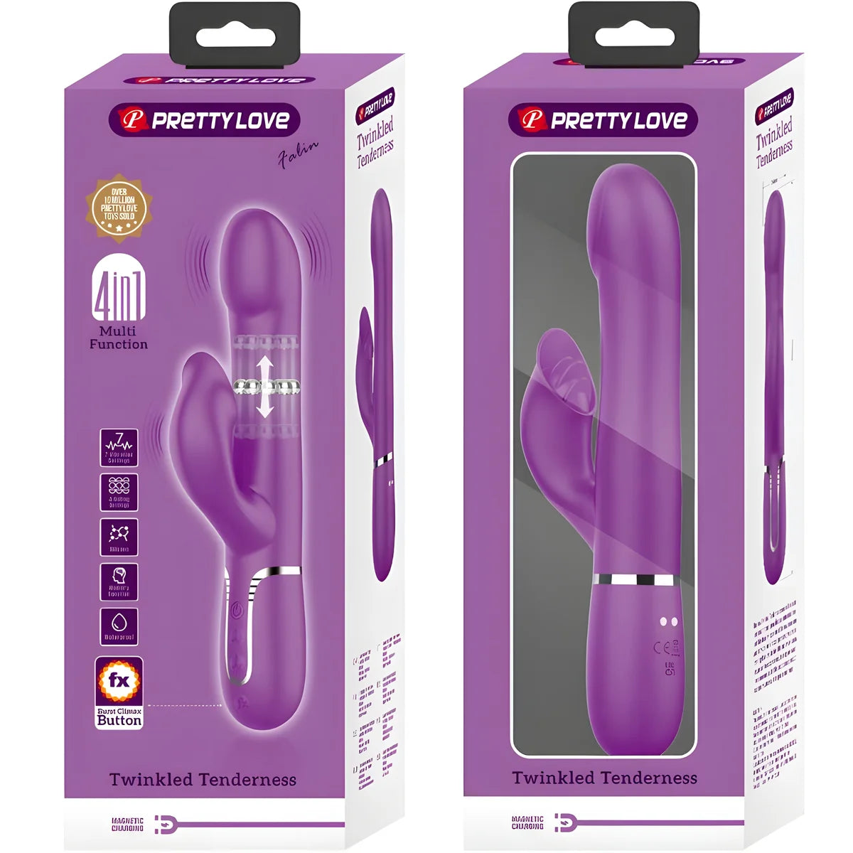 pretty love vibrateur et stimulateur multifonction 4 en 1 violet