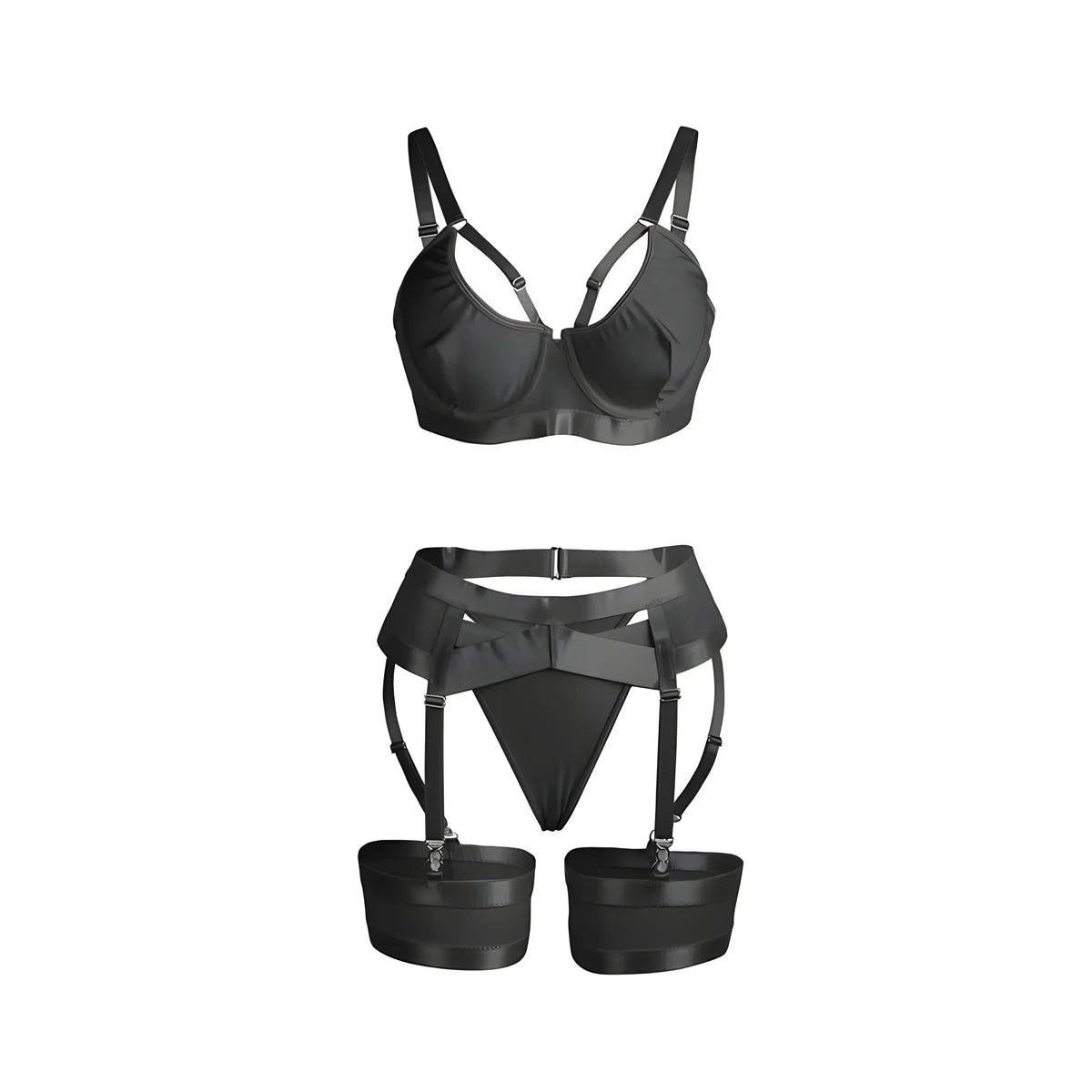 subblime 955243 ensemble soutien gorge bondage noir avec jarretelle l xl