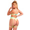 subblime 955328 ensemble soutien gorge avec lignes dentelle et jarretelle vert et bleu l xl