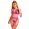subblime 955359 ensemble soutien gorge avec dentelle et liens jarretelles rose et violet s m