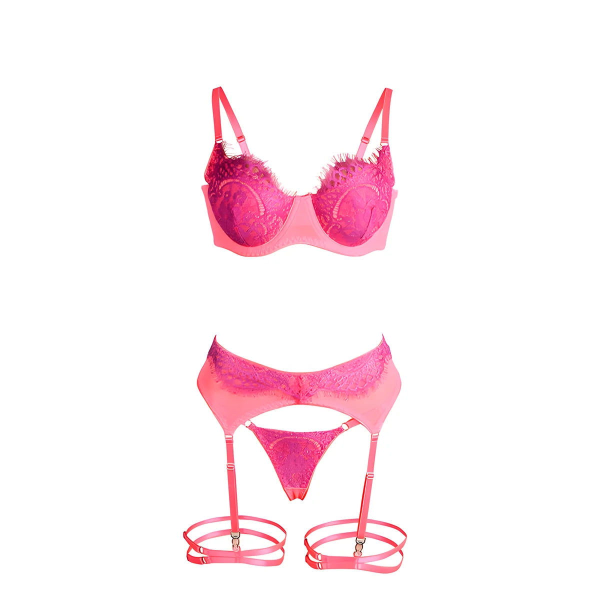 subblime 955359 ensemble soutien gorge avec dentelle et liens jarretelles rose et violet s m
