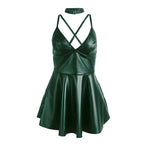 subblime 955434 robe a bretelles en cuir vert s m