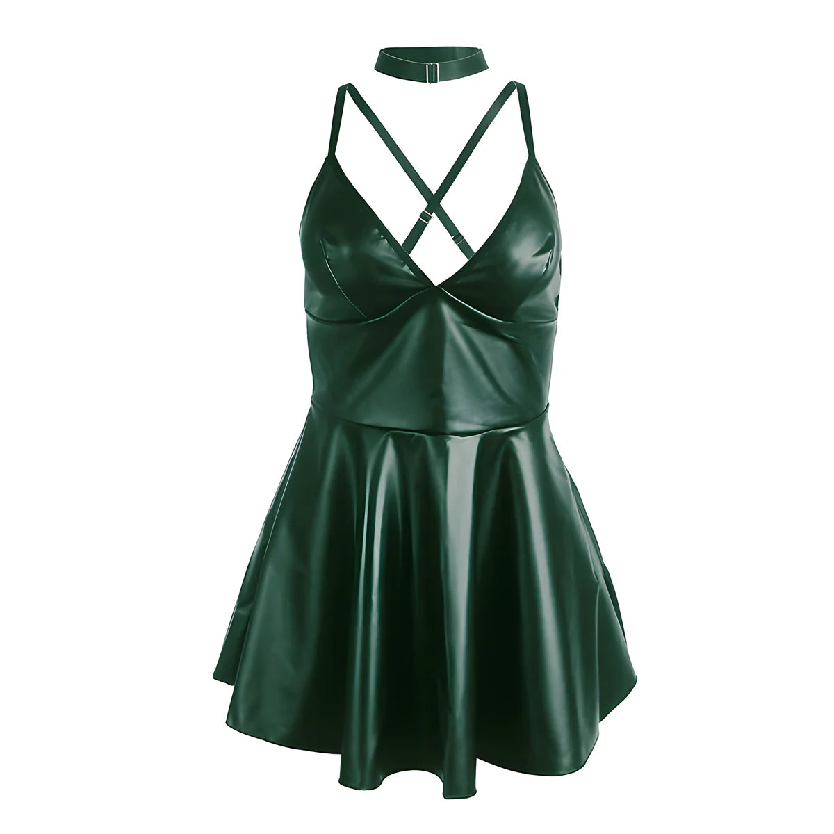 subblime 955441 robe a bretelles en cuir vert l xl