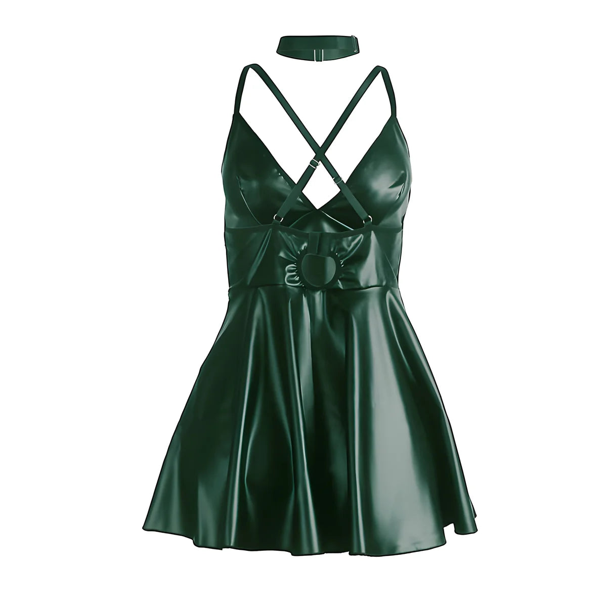subblime 955441 robe a bretelles en cuir vert l xl
