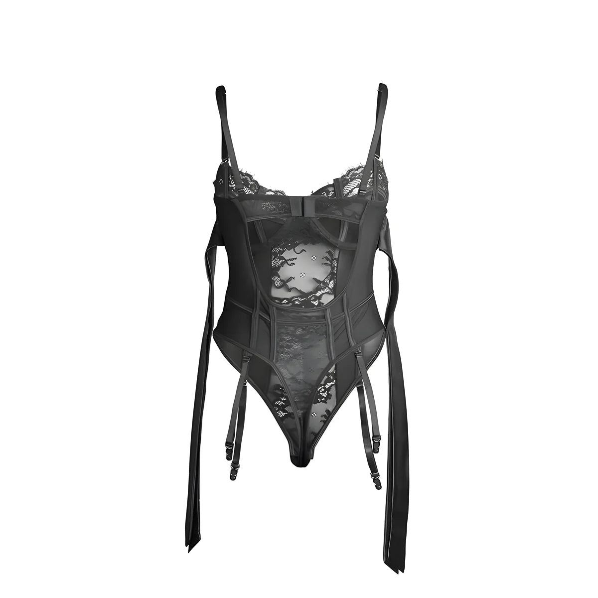 subblime 955496 body en dentelle avec noeuds et jarretelles noir s m