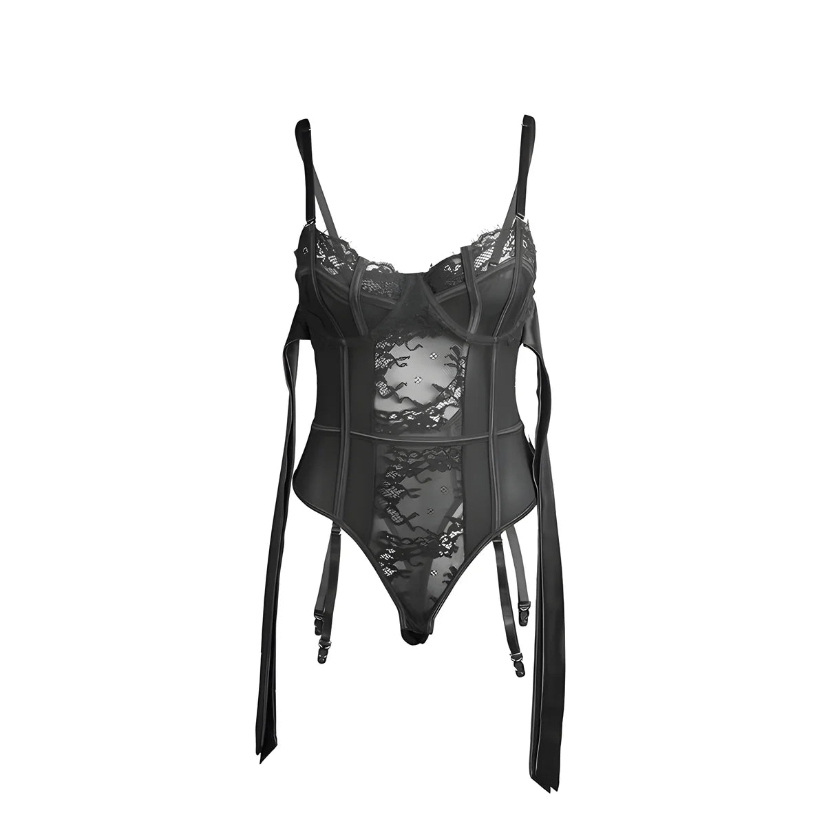 subblime 955502 body en dentelle avec noeuds et jarretelles noir l xl