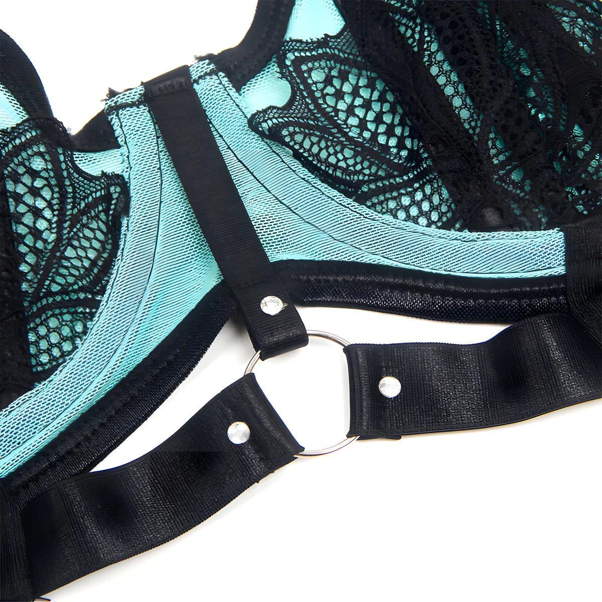 subblime 955564 ensemble soutien gorge a fermeture eclair en cuir verni vert l xl