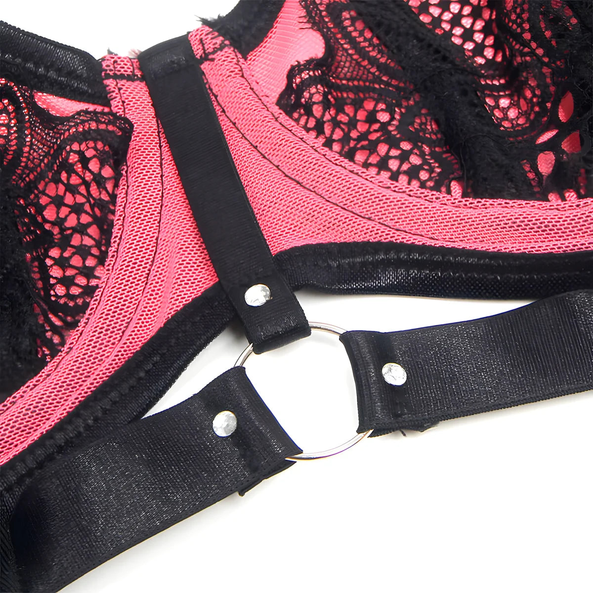 subblime 955588 ensemble soutien gorge en cuir verni rose avec fermeture eclair l xl