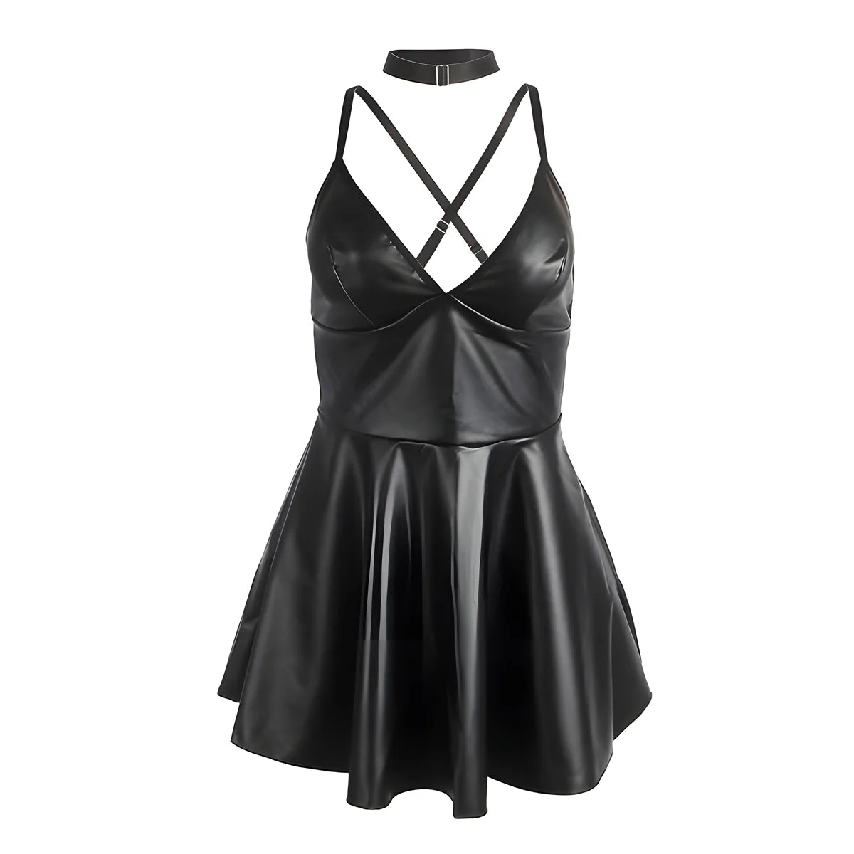 subblime 955373 robe a bretelles en cuir noir s m