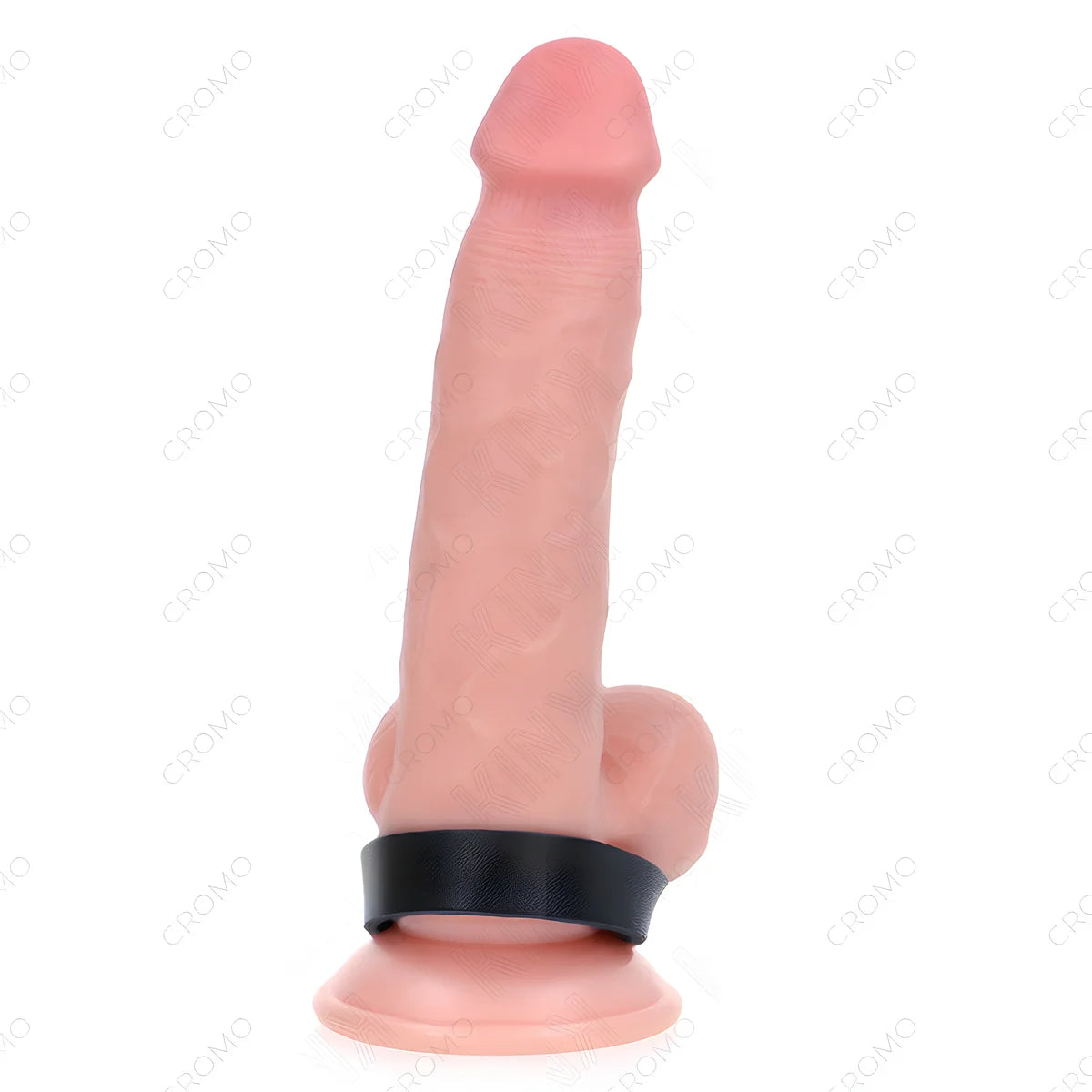 kink anneau penis en cuir avec fermeture a pression 21 5 x 1 5 cm