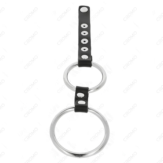 kink double anneau penis en metal de 3 8 cm a 5 cm connecte au cuir