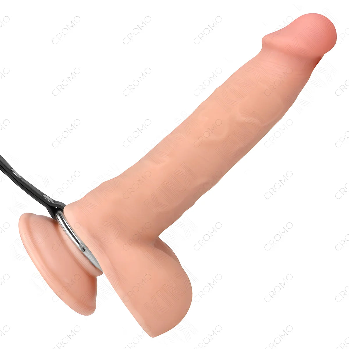 kink anneau penis en metal avec chaine et pinces a mamelon reglables