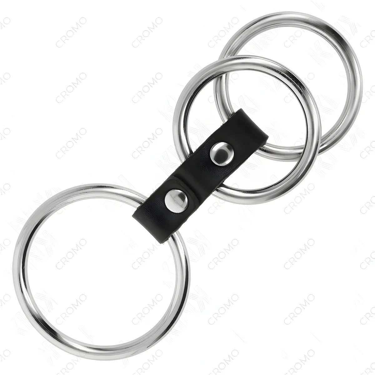 kink anneau penis triple metal 3 7 cm a 5 cm connecte au cuir