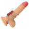 kink anneau penis triple metal 3 7 cm a 5 cm connecte avec du cuir rouge