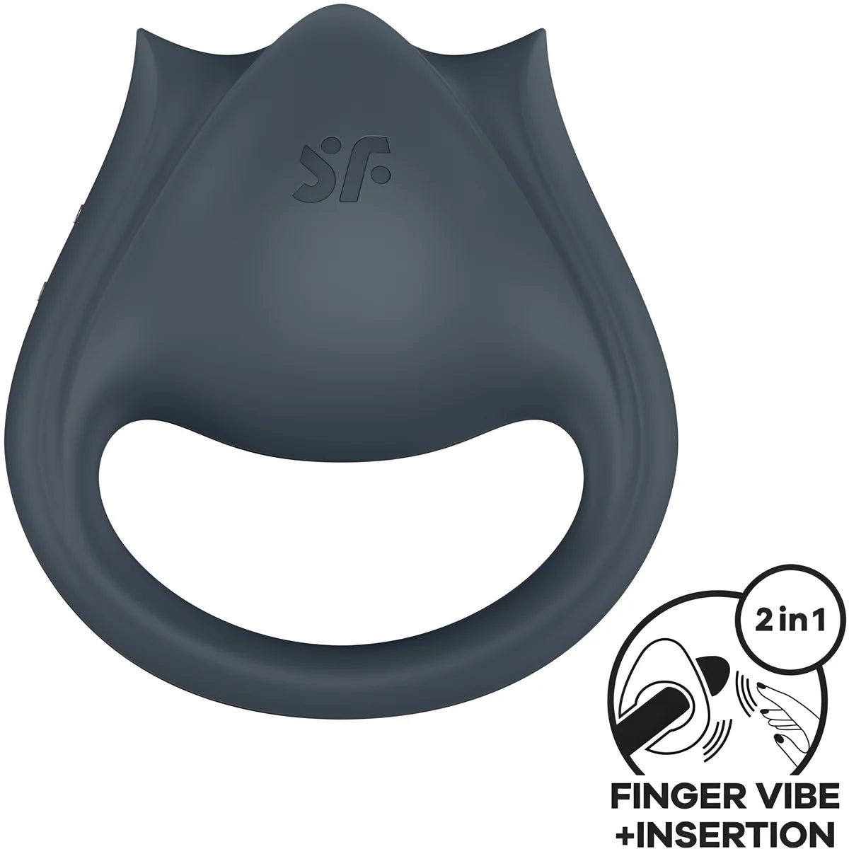 satisfyer perfect pair 2 multivibrateur 2 en 1 anneau penis et stimulateur de doigts gris