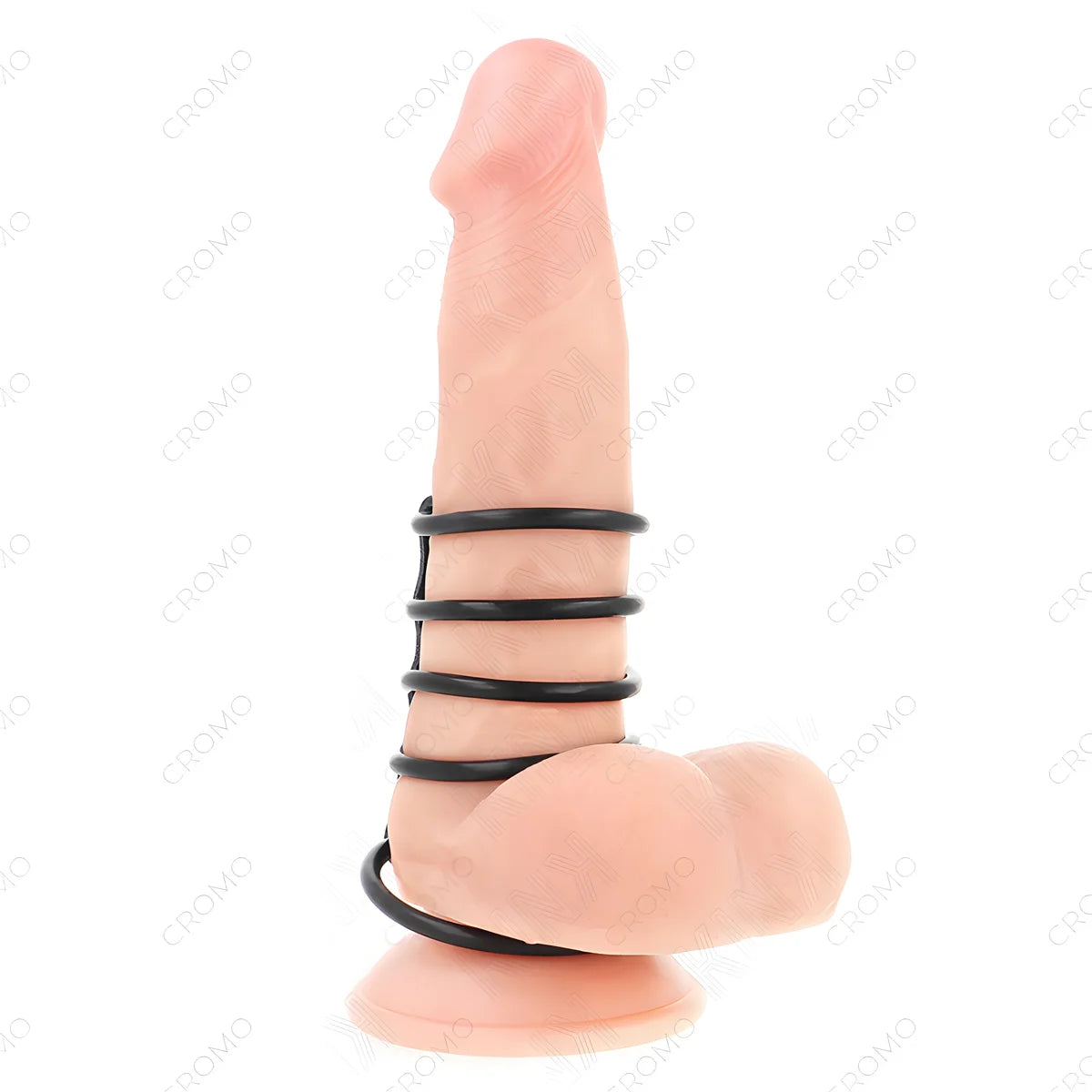 kink 5 anneaux penis en silicone de 3 8 cm a 4 8 cm connectes par du cuir