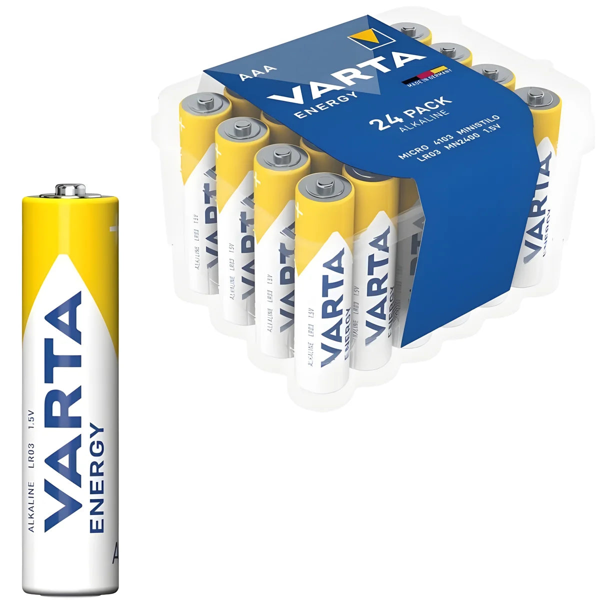 varta pack de 24 piles alcalines energy aaa lr03