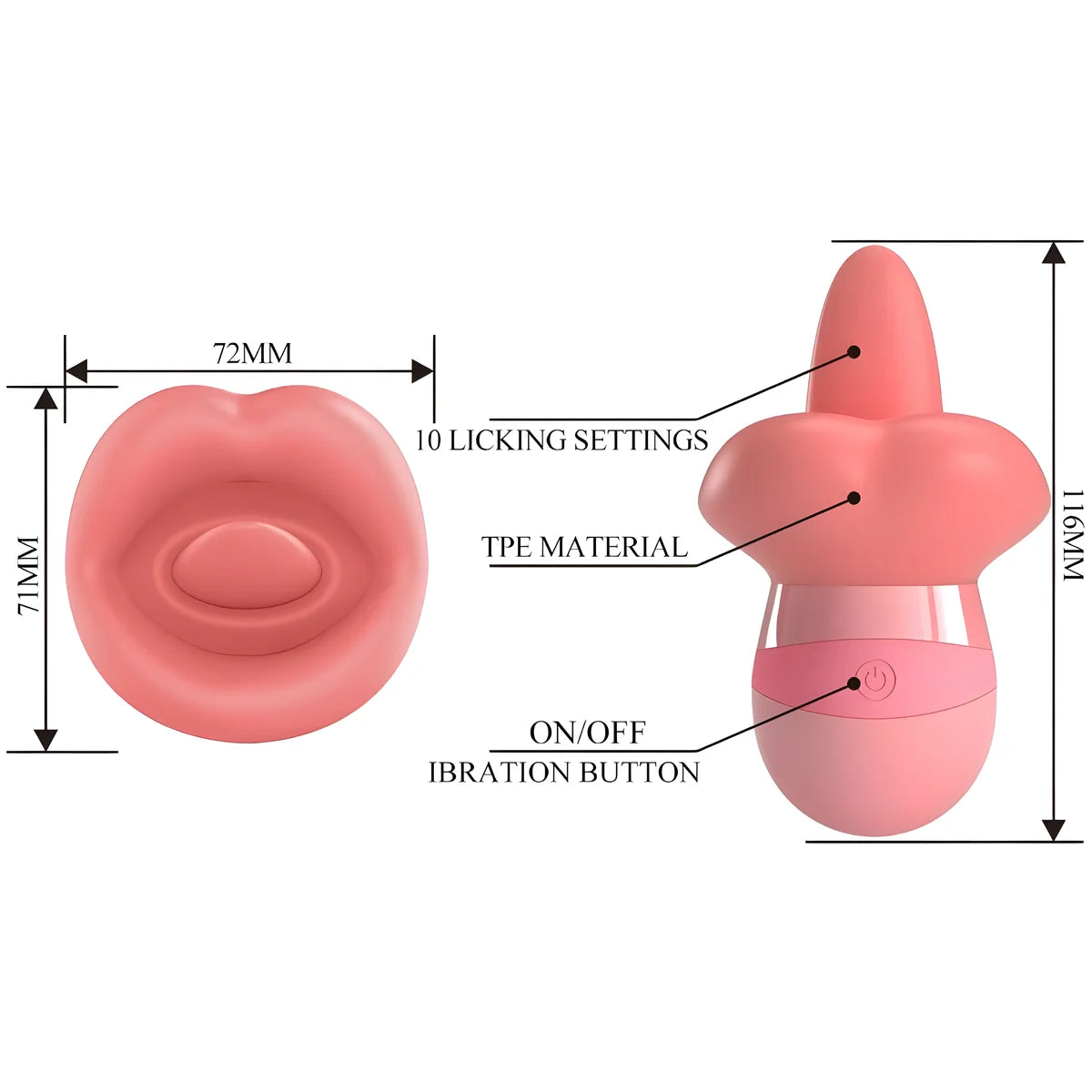 pretty love stimulateur de clitoris kylee tongue 10 vibrations rose nude