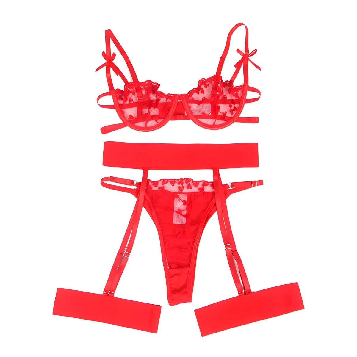 subblime 954321 soutien gorge string porte jarretelles imprime coeur rouge s m