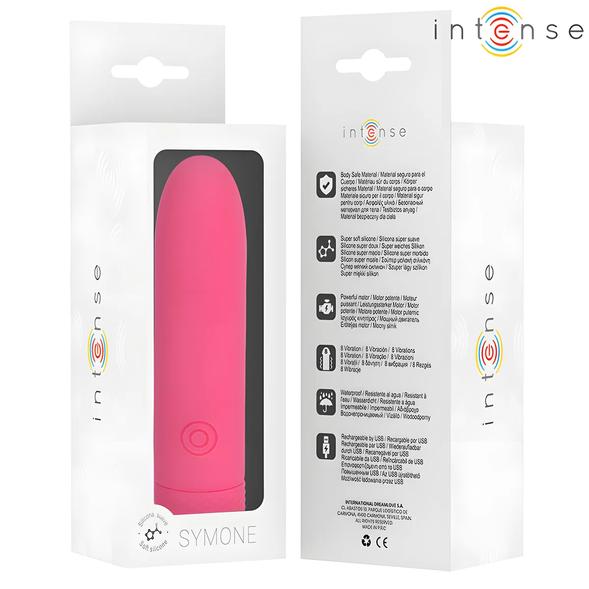 intense symone bullet vibrant rechargeable usb 8 vibrations rose 10 x 2 2 cm
