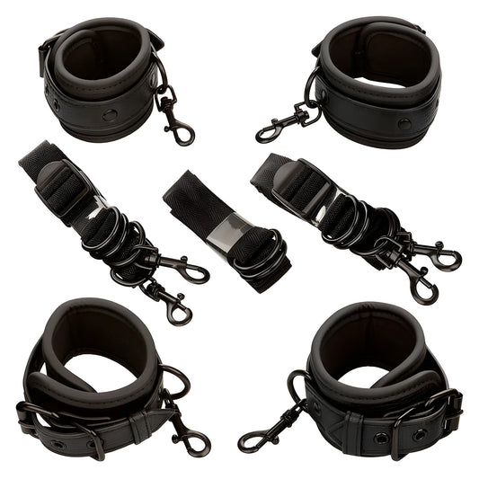 calexotics nocturnal ceinture de lit reglable en cuir noir