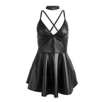 subblime 955380 robe a bretelles en cuir noir l xl